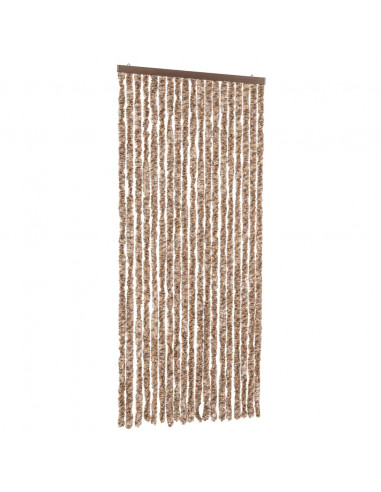 Tenda Antimosche Beige e Marrone Scuro 56x185 cm in Ciniglia