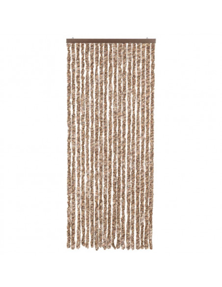 Tenda Antimosche Beige e Marrone Scuro 56x185 cm in Ciniglia