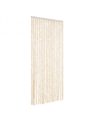 Tenda Antimosche Beige e Bianca 56x200 cm in Ciniglia