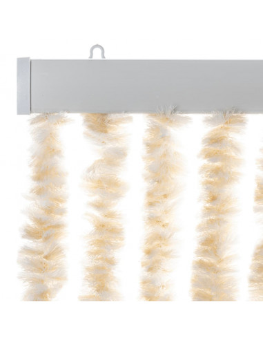 Tenda Antimosche Beige e Bianca 56x200 cm in Ciniglia