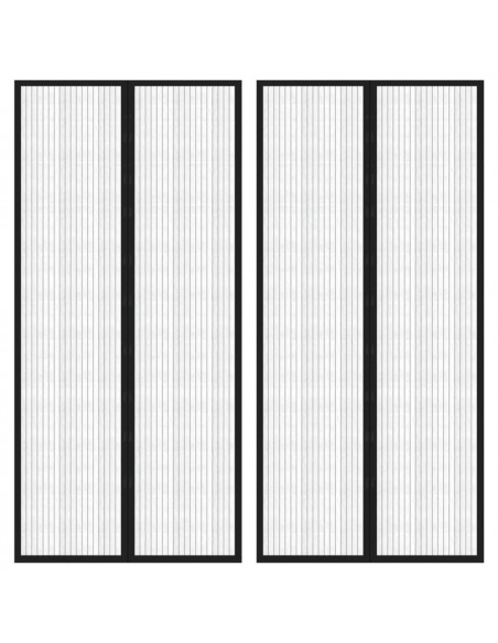 Tende Antimosche 2 pz per Porte con Magneti Nere 220x110 cm