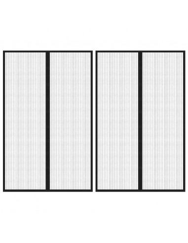 Tende Antimosche 2 pz per Porte con Magneti Nere 220x130 cm