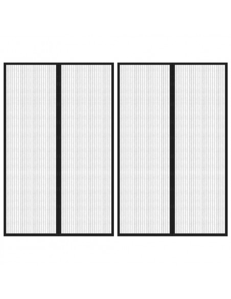 Tende Antimosche 2 pz per Porte con Magneti Nere 220x130 cm