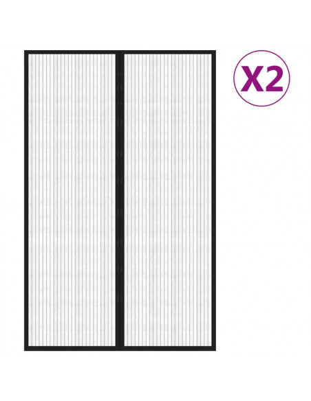 Tende Antimosche 2 pz per Porte con Magneti Nere 220x130 cm