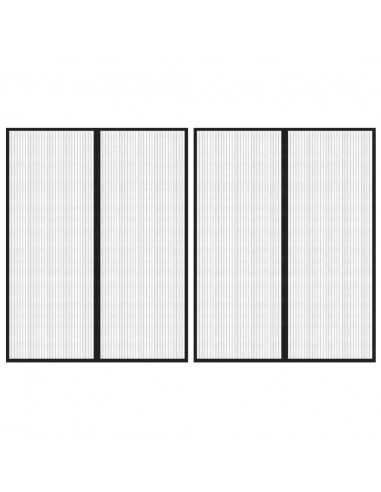 Tende Antimosche 2 pz per Porte con Magneti Nere 230x160 cm