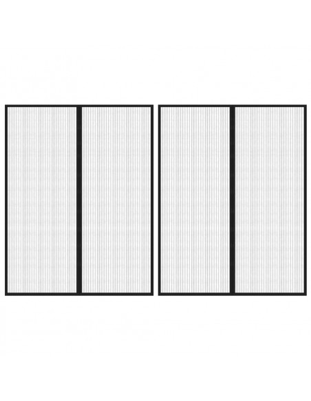 Tende Antimosche 2 pz per Porte con Magneti Nere 230x160 cm