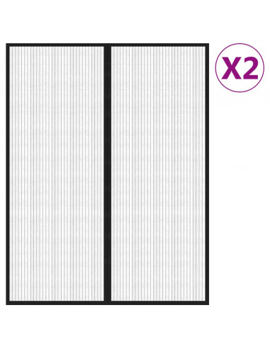 Tende Antimosche 2 pz per Porte con Magneti Nere 230x160 cm
