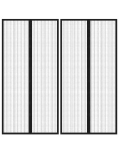 Tende Antimosche 2 pz per Porte con Magneti Nere 220x100 cm 2