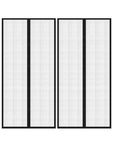 Tende Antimosche 2 pz per Porte con Magneti Nere 220x100 cm