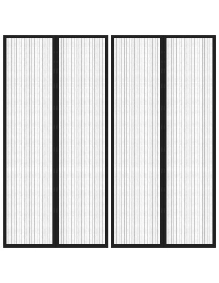 Tende Antimosche 2 pz per Porte con Magneti Nere 220x100 cm