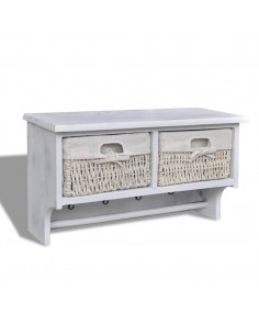 Mensola da Parete Bianca 60x23,5x33 cm in Legno di Paulownia 2