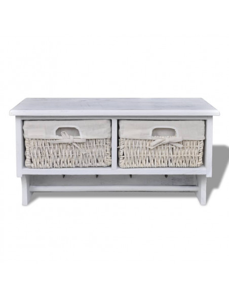 Mensola da Parete Bianca 60x23,5x33 cm in Legno di Paulownia