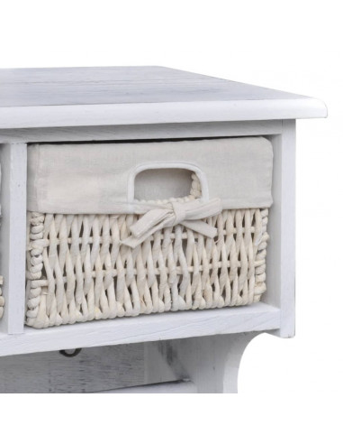 Mensola da Parete Bianca 60x23,5x33 cm in Legno di Paulownia