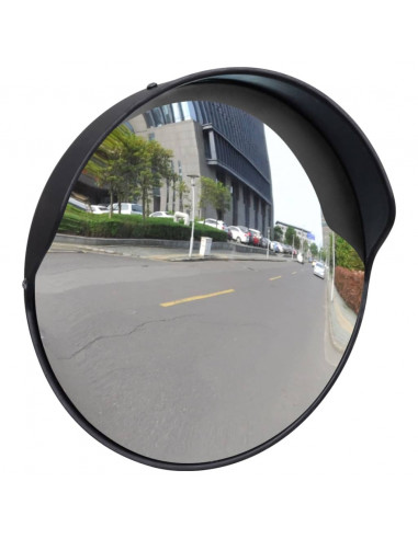 Specchio Traffico Convesso Nero Plastica PC per Esterni 30 cm