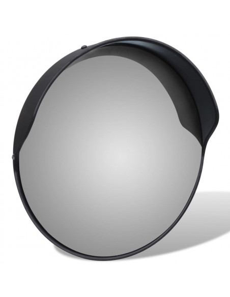 Specchio Traffico Convesso Nero Plastica PC per Esterni 30 cm