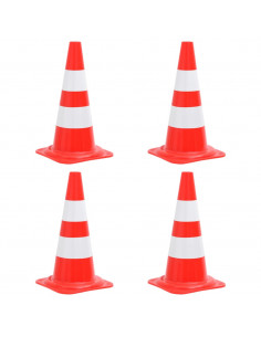 Set Coni Segnaletici Stradali Riflettenti 4pz Rosso Bianco 50cm 2