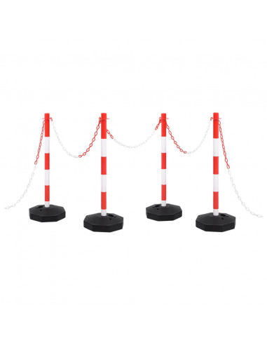 Set di Pali Stradali con Catena in Plastica di 10 m