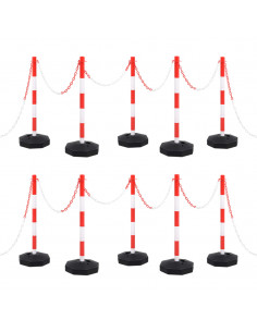 Set di Pali Stradali con Catena in Plastica di 10 m 2