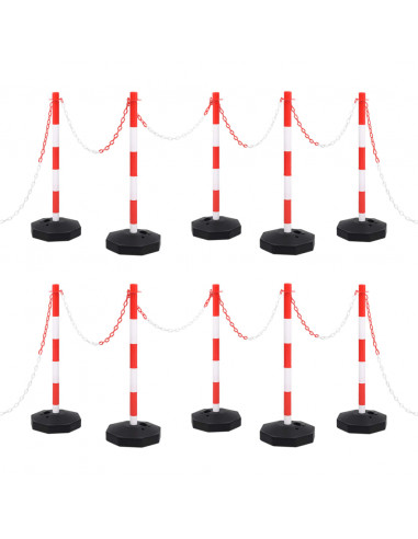 Set di Pali Stradali con Catena in Plastica di 10 m