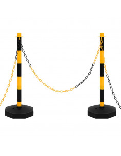 Set di Pali Stradali con Catena in Plastica di 10 m 2