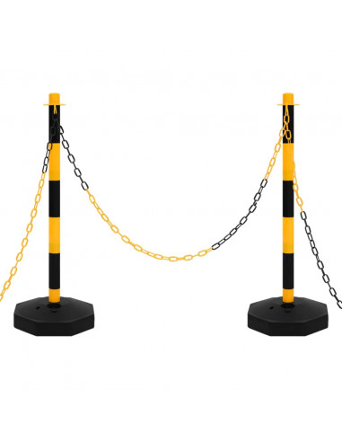 Set di Pali Stradali con Catena in Plastica di 10 m