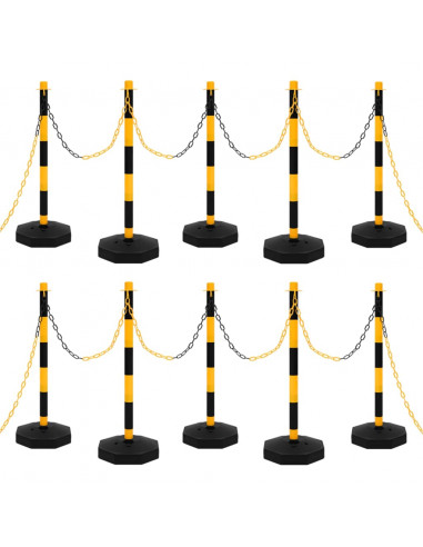 Set di Pali Stradali con Catena in Plastica di 10 m