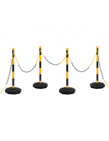 Set di Pali Stradali con Catena in Plastica di 10 m