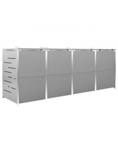 Copri Bidoni Pattume Quadruplo 276,5x77,5x112,5 cm Acciaio Inox