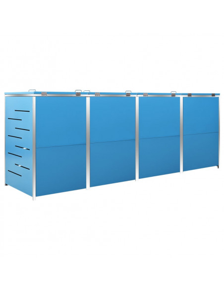 Copri Bidoni Pattume Quadruplo 276,5x77,5x112,5 cm Acciaio Inox