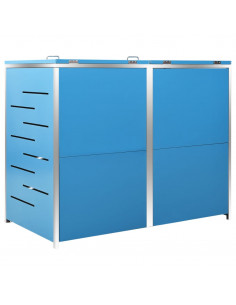 Copri Bidoni Pattumiera Doppia 138x77,5x112,5 cm Acciaio Inox 2