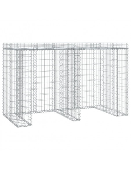 Parete Gabbioni Bidone Spazzatura 192x91x120 cm Ferro Zincato