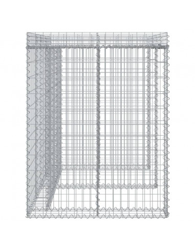 Parete Gabbioni Bidone Spazzatura 192x91x120 cm Ferro Zincato