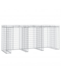 Parete Gabbioni Bidone Spazzatura 270x91x120 cm Ferro Zincato 2