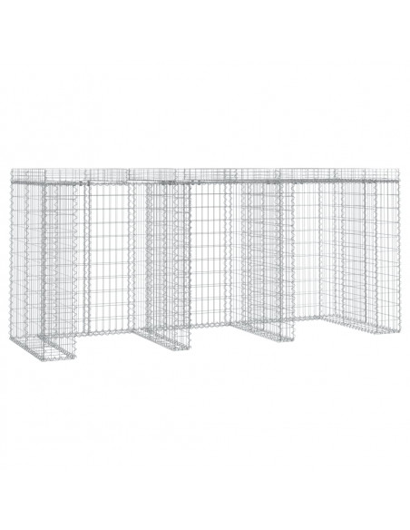 Parete Gabbioni Bidone Spazzatura 270x91x120 cm Ferro Zincato