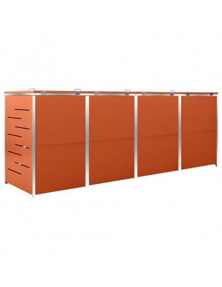 Copri Bidoni Pattume Quadruplo 276,5x77,5x112,5 cm Acciaio Inox