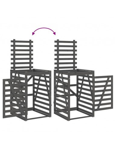 Copribidone Grigio 84x90x128,5 cm in Legno Massello di Pino