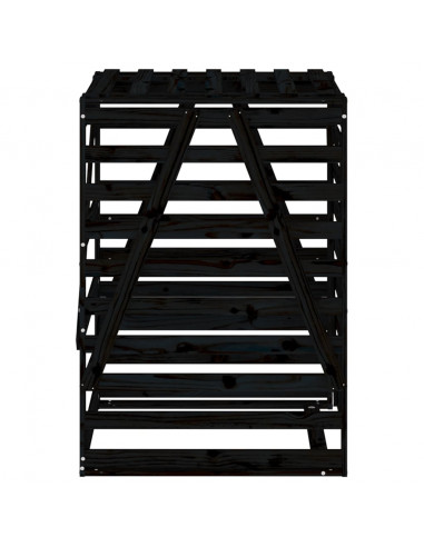 Copribidone Nero 84x90x128,5 cm in Legno Massello di Pino