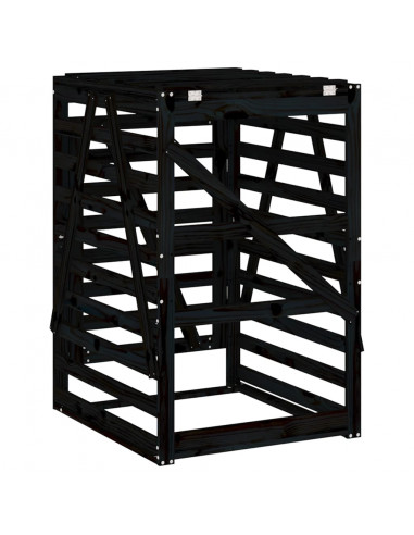 Copribidone Nero 84x90x128,5 cm in Legno Massello di Pino