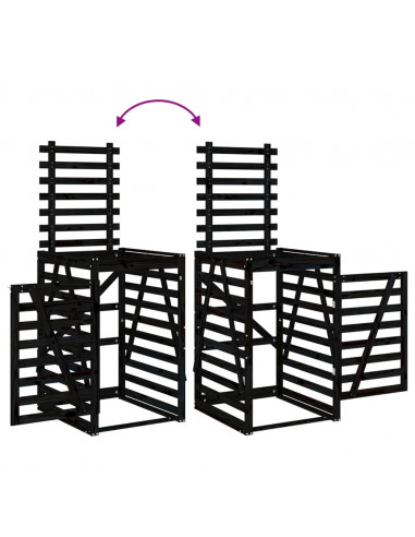 Copribidone Nero 84x90x128,5 cm in Legno Massello di Pino