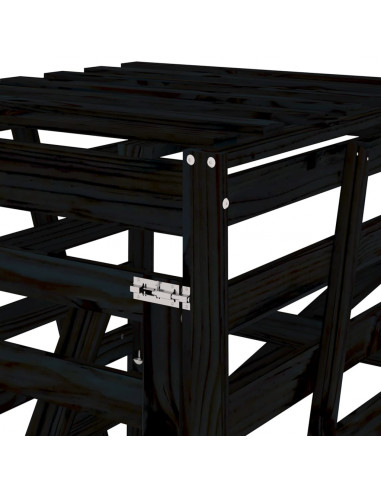 Copribidone Nero 84x90x128,5 cm in Legno Massello di Pino