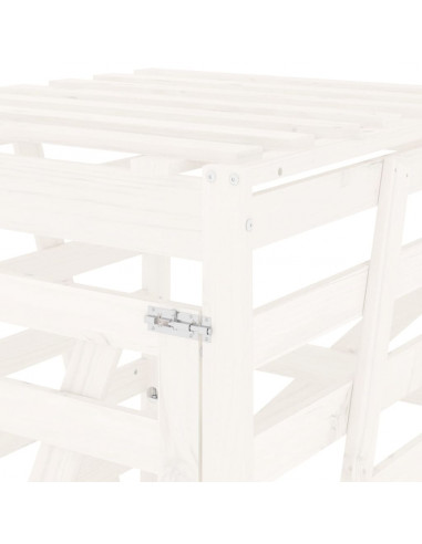 Copribidone Bianco 84x90x128,5 cm in Legno Massello di Pino