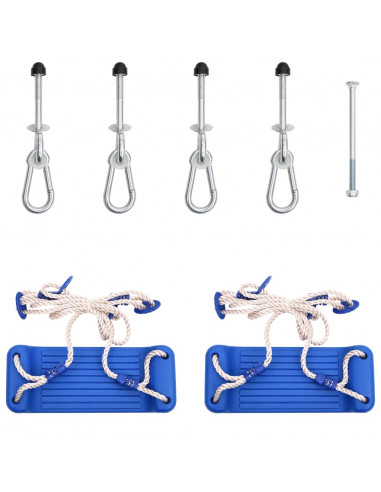 Seggiolini per Altalena con Corde 2 pz Blu 37x15 cm Polietilene