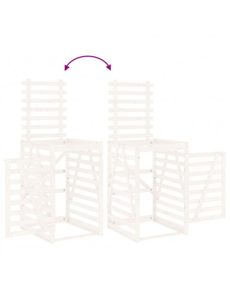 Copribidone Quadruplo Bianco in Legno Massello di Pino