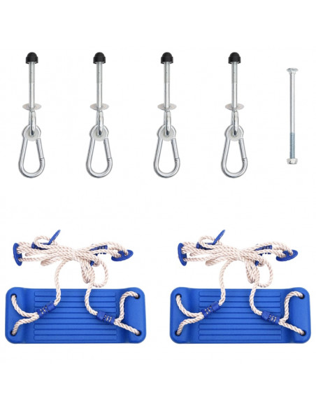 Seggiolini per Altalena con Corde 2 pz Blu 37x15 cm Polietilene