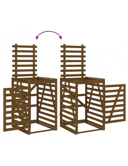 Copribidone Quadruplo Miele in Legno Massello di Pino