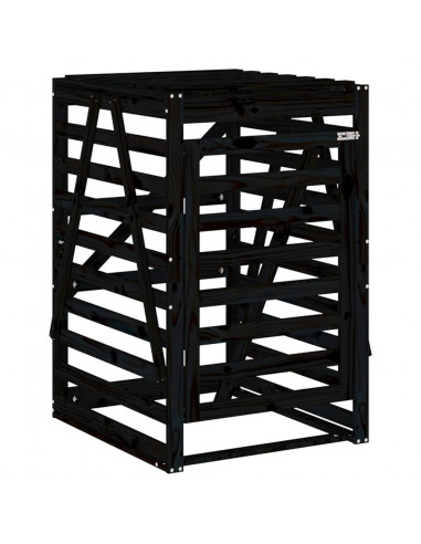 Copribidone Quadruplo Nero in Legno Massello di Pino