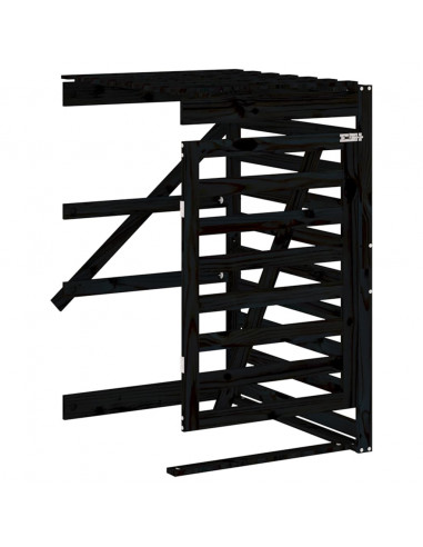 Copribidone Quadruplo Nero in Legno Massello di Pino