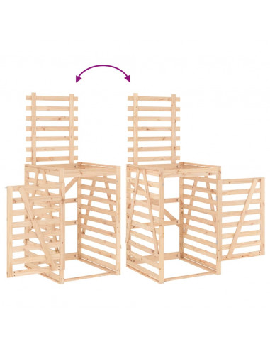 Copribidone Triplo in Legno Massello di Pino