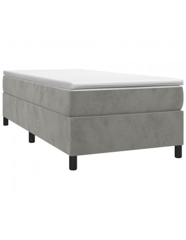 Giroletto a Molle Grigio Chiaro 90x190 cm in Velluto