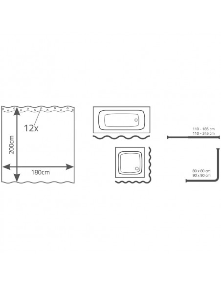RIDDER Tenda da Doccia Madison 180x200 cm